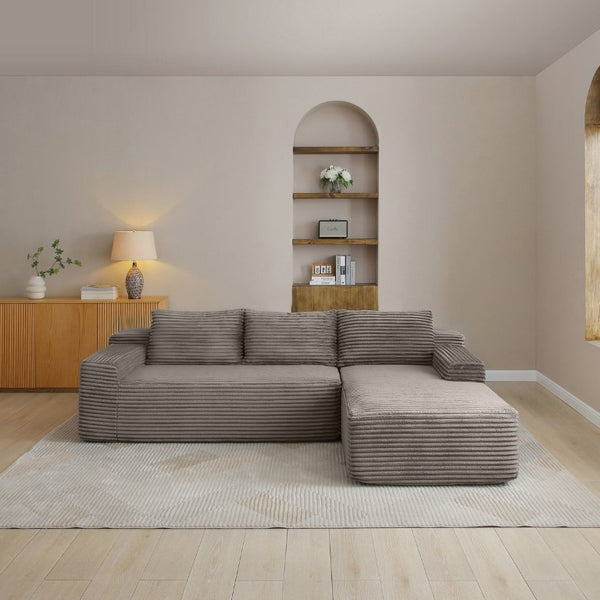 English Elm 97 Inch Modular Cloud Sectional in Wrinkle Resistant Corduroy for Relaxed Living Spaces W1117P538538