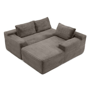 English Elm 97 Inch Modular Cloud Sectional in Wrinkle Resistant Corduroy for Relaxed Living Spaces W1117P538538