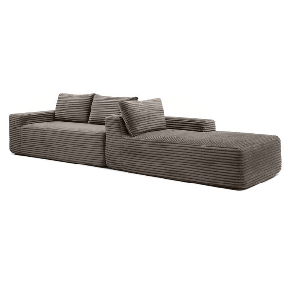 English Elm 97 Inch Modular Cloud Sectional in Wrinkle Resistant Corduroy for Relaxed Living Spaces W1117P538538