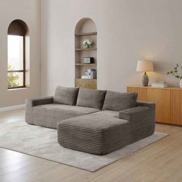 English Elm 97 Inch Modular Cloud Sectional in Wrinkle Resistant Corduroy for Relaxed Living Spaces W1117P538538