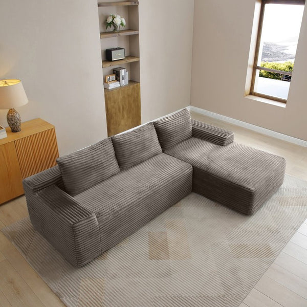 English Elm 97 Inch Modular Cloud Sectional in Wrinkle Resistant Corduroy for Relaxed Living Spaces W1117P538538