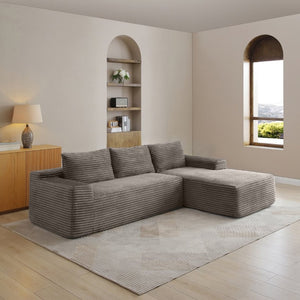 English Elm 97 Inch Modular Cloud Sectional in Wrinkle Resistant Corduroy for Relaxed Living Spaces W1117P538538