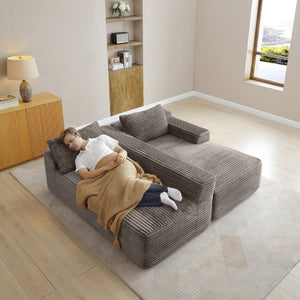 English Elm 97 Inch Modular Cloud Sectional in Wrinkle Resistant Corduroy for Relaxed Living Spaces W1117P538538