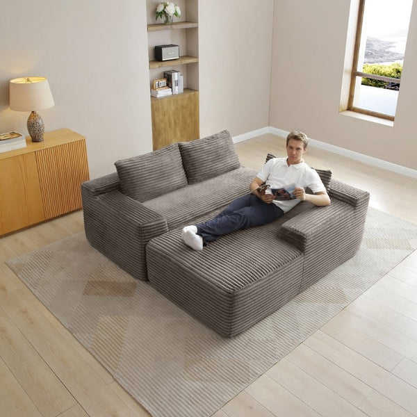 English Elm 97 Inch Modular Cloud Sectional in Wrinkle Resistant Corduroy for Relaxed Living Spaces W1117P538538