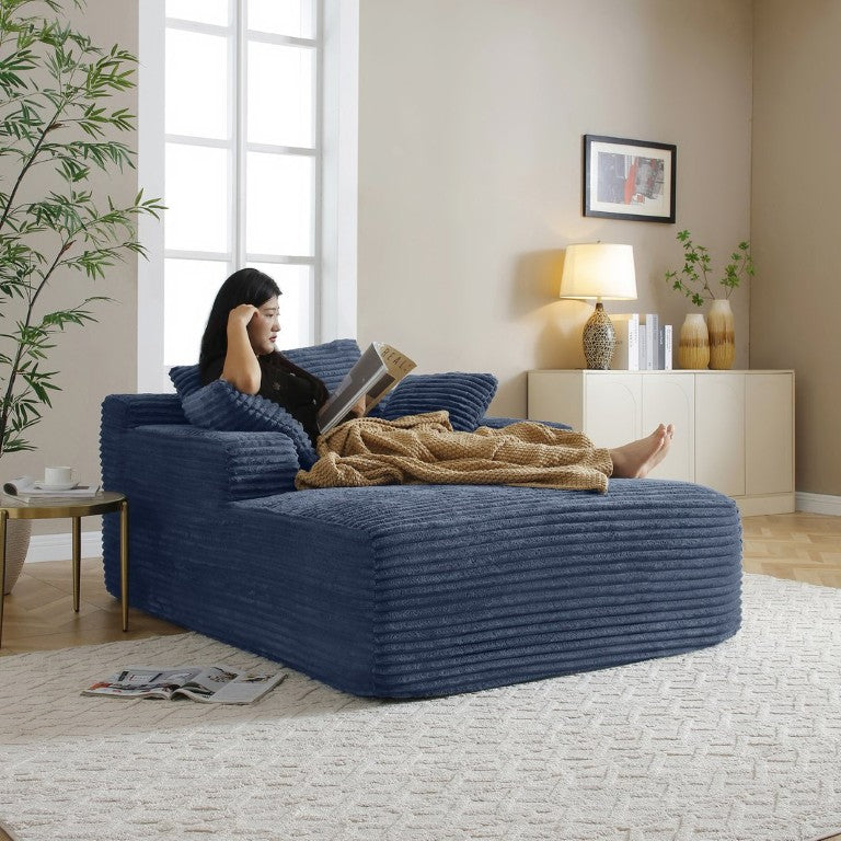 English Elm 49 Inch Corduroy Chaise Lounge Fully Assembled with Firm Foam Wide Arms Bedroom Accent W1117P541143