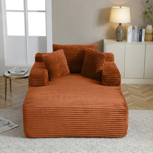 English Elm 49 Inch Oversized Corduroy Chaise Lounge No Assembly Wide Arms Three Pillows Included W1117P541144