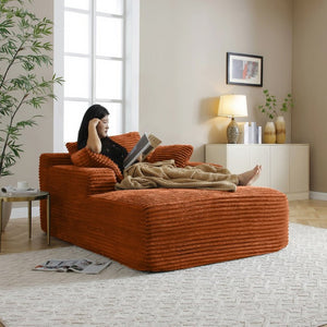 English Elm 49 Inch Oversized Corduroy Chaise Lounge No Assembly Wide Arms Three Pillows Included W1117P541144