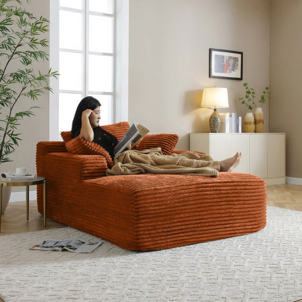 English Elm 49 Inch Oversized Corduroy Chaise Lounge No Assembly Wide Arms Three Pillows Included W1117P541144