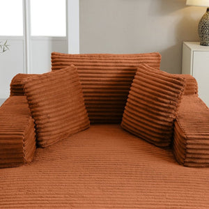 English Elm 49 Inch Oversized Corduroy Chaise Lounge No Assembly Wide Arms Three Pillows Included W1117P541144