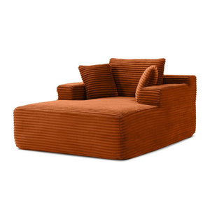 English Elm 49 Inch Oversized Corduroy Chaise Lounge No Assembly Wide Arms Three Pillows Included W1117P541144