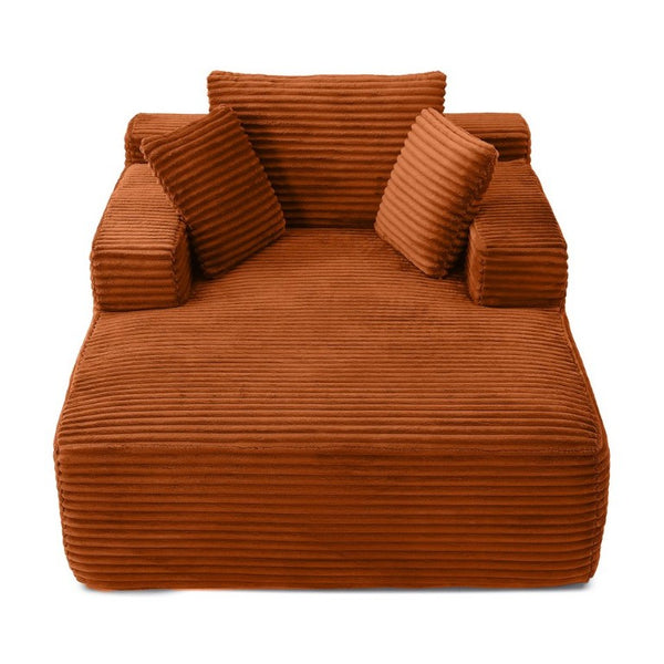 English Elm 49 Inch Oversized Corduroy Chaise Lounge No Assembly Wide Arms Three Pillows Included W1117P541144