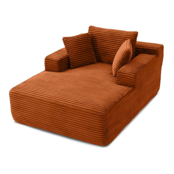 English Elm 49 Inch Oversized Corduroy Chaise Lounge No Assembly Wide Arms Three Pillows Included W1117P541144
