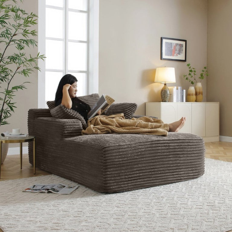 English Elm 49 Inch Wide Arm Corduroy Chaise Lounge Fully Assembled with Pillows for Living Room W1117P541145
