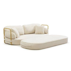 English Elm 78.3 Inch Queen Sleeper Futon Sofa with Removable Backrest No Assembly Required Beige W1117P567380