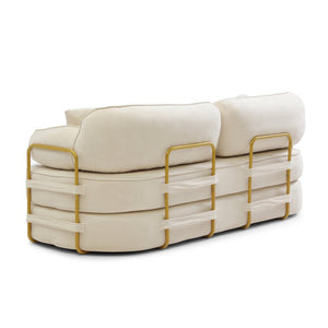 English Elm 78.3 Inch Queen Sleeper Futon Sofa with Removable Backrest No Assembly Required Beige W1117P567380