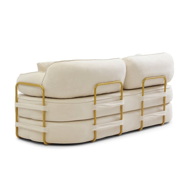 English Elm 78.3 Inch Queen Sleeper Futon Sofa with Removable Backrest No Assembly Required Beige W1117P567380