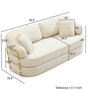 English Elm 78.3 Inch Queen Sleeper Futon Sofa with Removable Backrest No Assembly Required Beige W1117P567380