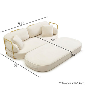English Elm 78.3 Inch Queen Sleeper Futon Sofa with Removable Backrest No Assembly Required Beige W1117P567380