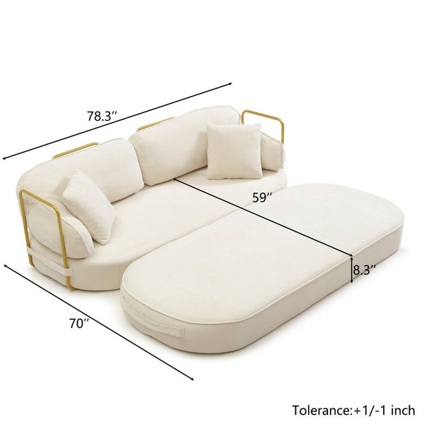 English Elm 78.3 Inch Queen Sleeper Futon Sofa with Removable Backrest No Assembly Required Beige W1117P567380