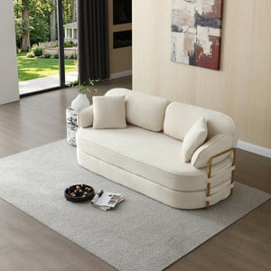 English Elm 78.3 Inch Queen Sleeper Futon Sofa with Removable Backrest No Assembly Required Beige W1117P567380