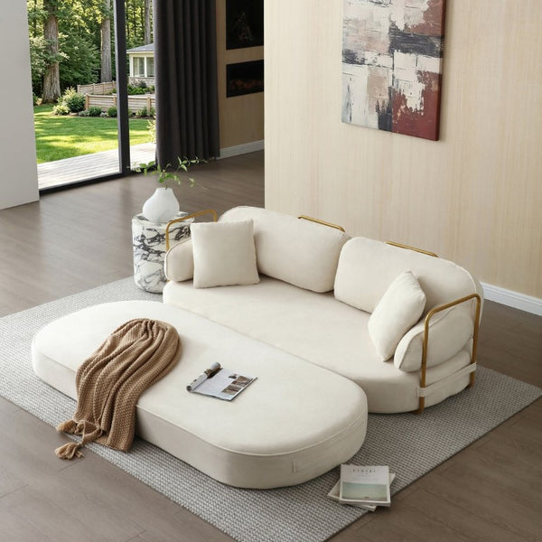 English Elm 78.3 Inch Queen Sleeper Futon Sofa with Removable Backrest No Assembly Required Beige W1117P567380