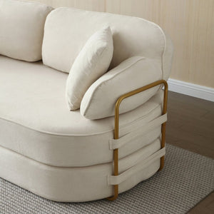 English Elm 78.3 Inch Queen Sleeper Futon Sofa with Removable Backrest No Assembly Required Beige W1117P567380
