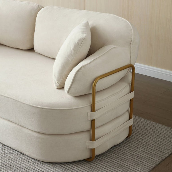 English Elm 78.3 Inch Queen Sleeper Futon Sofa with Removable Backrest No Assembly Required Beige W1117P567380