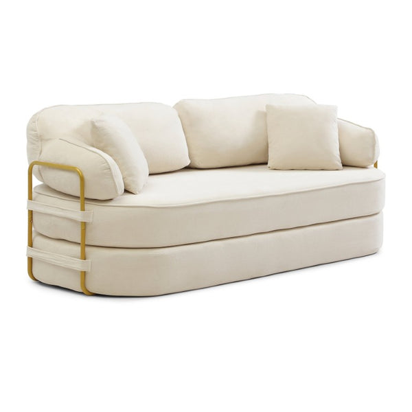 English Elm 78.3 Inch Queen Sleeper Futon Sofa with Removable Backrest No Assembly Required Beige W1117P567380