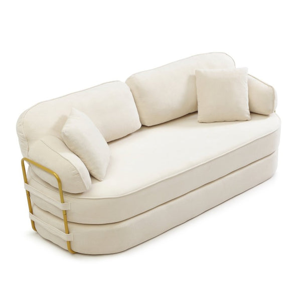 English Elm 78.3 Inch Queen Sleeper Futon Sofa with Removable Backrest No Assembly Required Beige W1117P567380