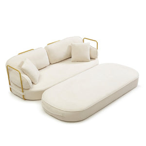 English Elm 78.3 Inch Queen Sleeper Futon Sofa with Removable Backrest No Assembly Required Beige W1117P567380