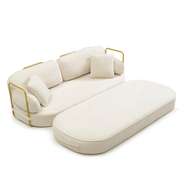English Elm 78.3 Inch Queen Sleeper Futon Sofa with Removable Backrest No Assembly Required Beige W1117P567380