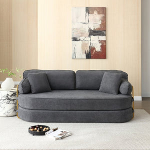 English Elm 78.3 Inch Queen Sleeper Futon Sofa with Removable Backrest No Assembly Required Grey W1117P567381