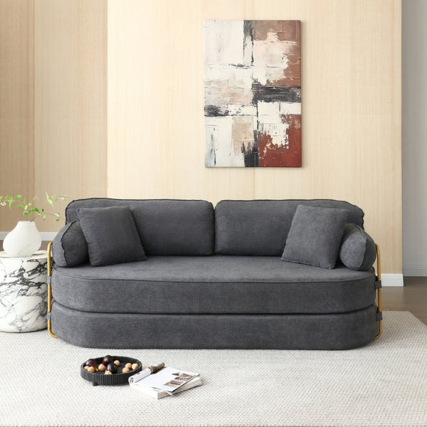 English Elm 78.3 Inch Queen Sleeper Futon Sofa with Removable Backrest No Assembly Required Grey W1117P567381