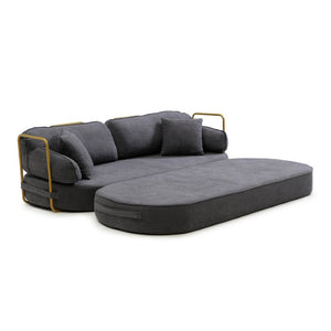 English Elm 78.3 Inch Queen Sleeper Futon Sofa with Removable Backrest No Assembly Required Grey W1117P567381