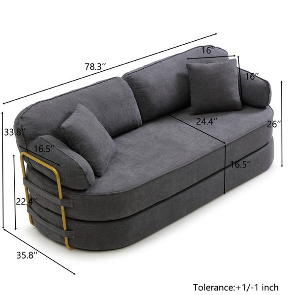 English Elm 78.3 Inch Queen Sleeper Futon Sofa with Removable Backrest No Assembly Required Grey W1117P567381