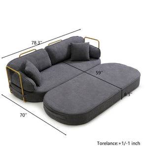 English Elm 78.3 Inch Queen Sleeper Futon Sofa with Removable Backrest No Assembly Required Grey W1117P567381