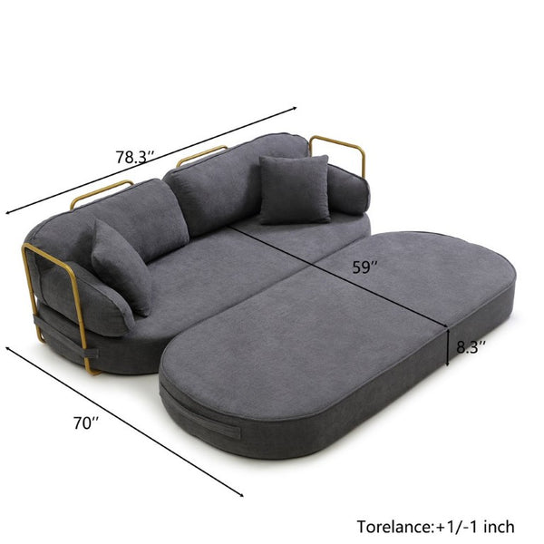 English Elm 78.3 Inch Queen Sleeper Futon Sofa with Removable Backrest No Assembly Required Grey W1117P567381