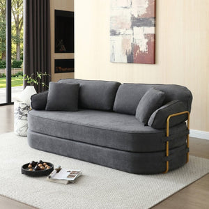 English Elm 78.3 Inch Queen Sleeper Futon Sofa with Removable Backrest No Assembly Required Grey W1117P567381