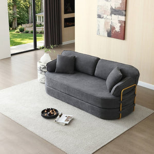 English Elm 78.3 Inch Queen Sleeper Futon Sofa with Removable Backrest No Assembly Required Grey W1117P567381