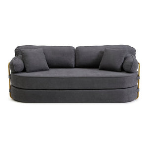 English Elm 78.3 Inch Queen Sleeper Futon Sofa with Removable Backrest No Assembly Required Grey W1117P567381