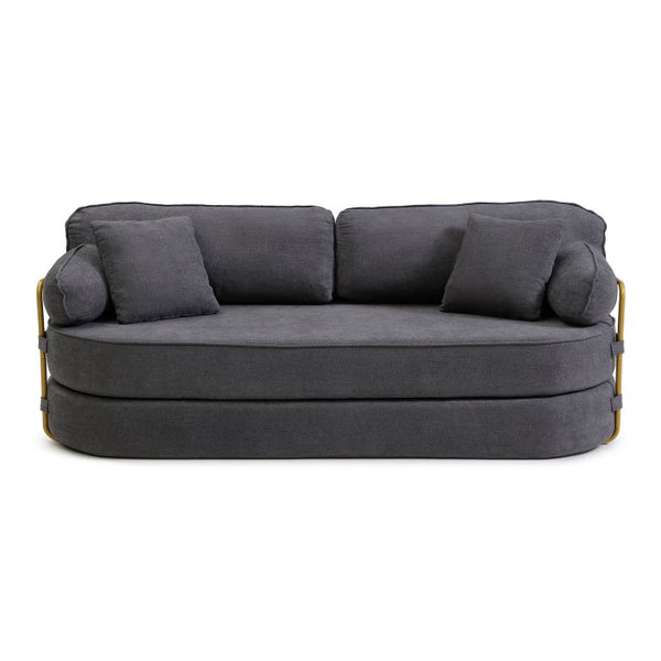 English Elm 78.3 Inch Queen Sleeper Futon Sofa with Removable Backrest No Assembly Required Grey W1117P567381