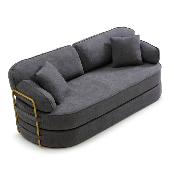 English Elm 78.3 Inch Queen Sleeper Futon Sofa with Removable Backrest No Assembly Required Grey W1117P567381