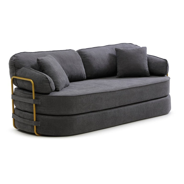 English Elm 78.3 Inch Queen Sleeper Futon Sofa with Removable Backrest No Assembly Required Grey W1117P567381