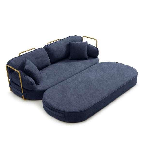 English Elm 78.3 Inch Queen Sleeper Futon Sofa with Removable Backrest No Assembly Required Dark Blue W1117P567788