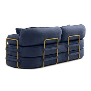 English Elm 78.3 Inch Queen Sleeper Futon Sofa with Removable Backrest No Assembly Required Dark Blue W1117P567788