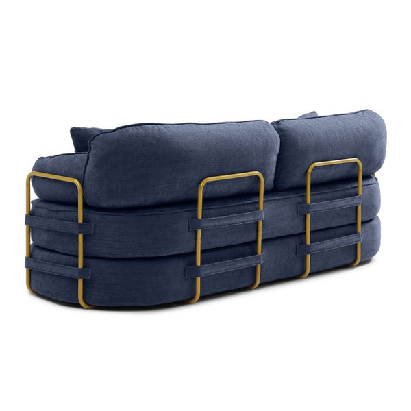 English Elm 78.3 Inch Queen Sleeper Futon Sofa with Removable Backrest No Assembly Required Dark Blue W1117P567788
