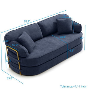English Elm 78.3 Inch Queen Sleeper Futon Sofa with Removable Backrest No Assembly Required Dark Blue W1117P567788