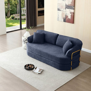 English Elm 78.3 Inch Queen Sleeper Futon Sofa with Removable Backrest No Assembly Required Dark Blue W1117P567788
