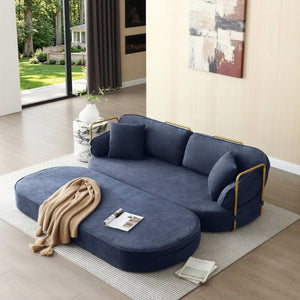 English Elm 78.3 Inch Queen Sleeper Futon Sofa with Removable Backrest No Assembly Required Dark Blue W1117P567788