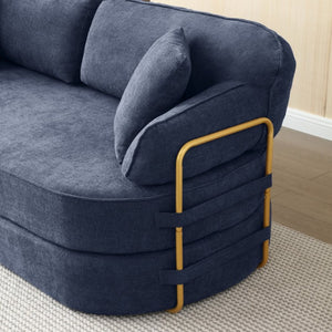 English Elm 78.3 Inch Queen Sleeper Futon Sofa with Removable Backrest No Assembly Required Dark Blue W1117P567788